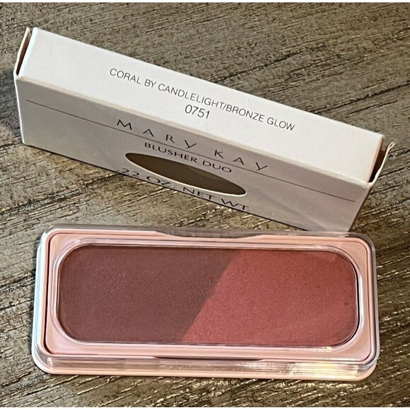 Mary Kay Blusher DUO -Vintage Cheek Blush CORAL BY CANDLELIGHT/BRONZE GLOW .22OZ - Picture 1 of 1